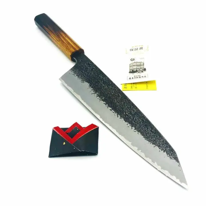 Sakai Takayuki Itsuo Doi Guren Aogami #2 225mm Gyuto With Burnt Oak Wa Handle