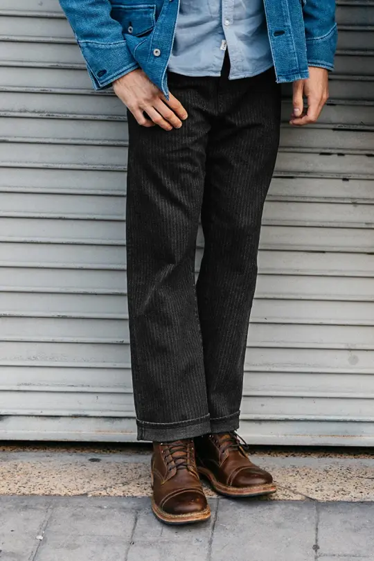 The Pail Loose Straight - Indigo Stripe Overdye Tracy 14oz Selvedge