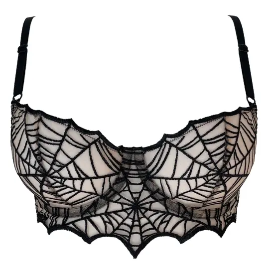 POINTY SPIDERWEB EMBROIDERY UNDERWIRED BRA
