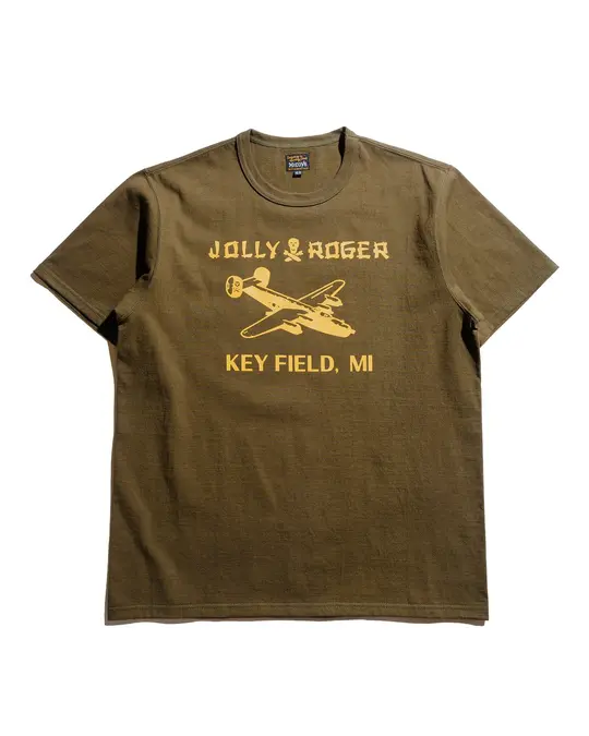 The Real McCoy's MC25003 Military Tee / Jolly Roger, Key Field Olive