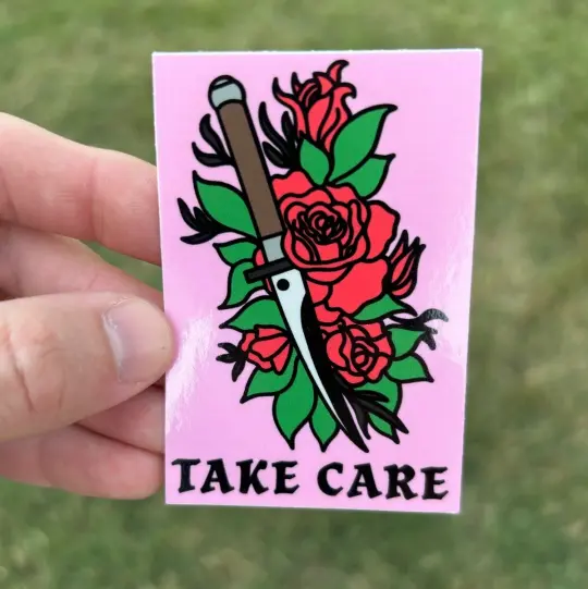 Take care sticker
