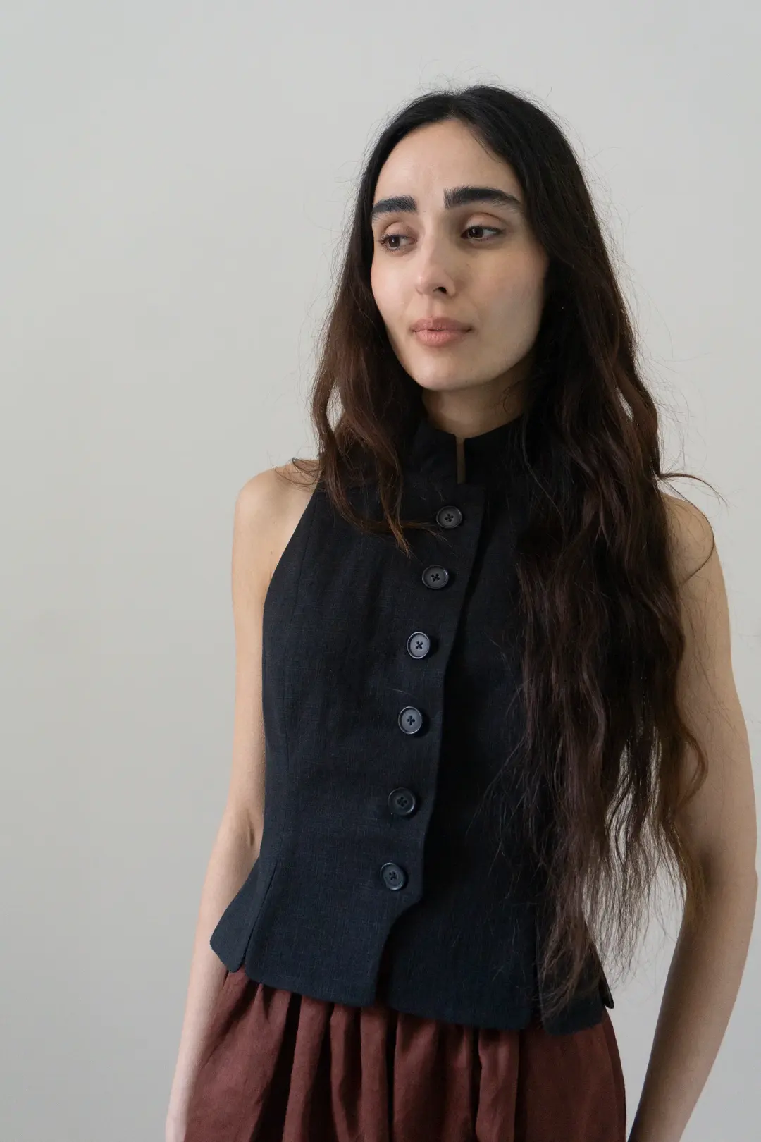 Fiora Linen Waistcoat - Black