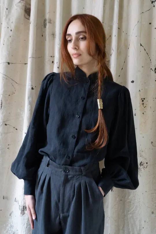 Sibylle Linen Blouse - Black