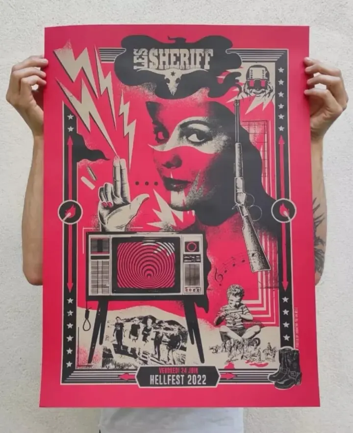 LES SHERIFF (Hellfest 2022) screenprinted poster.