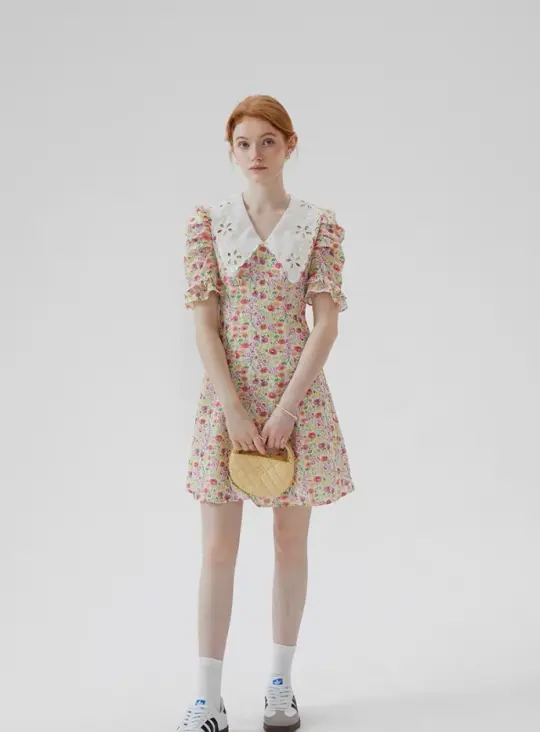 French skirt doll collar mini skirt floral skirt sweet short dress female new style R3559