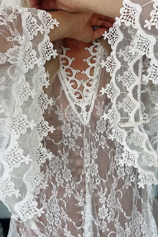 Bell Sleeve Beach Coverup Lace Retro Dress