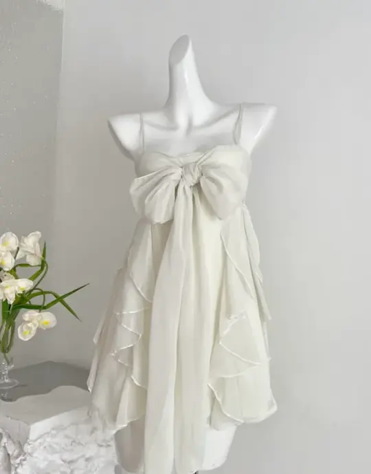 Flowy Ivory Homecoming Dress ,A-Line Spaghetti Straps Chiffon Summer Dress Cami Dress RS1081