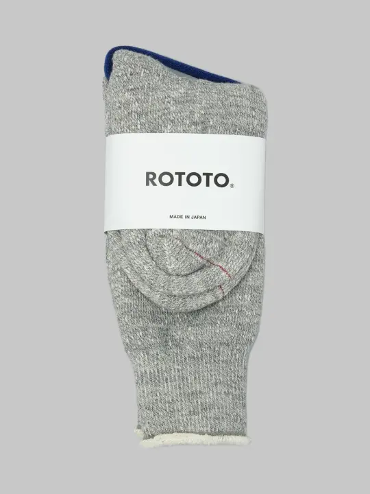 ROTOTO Double Face Crew Socks "Merino Wool & Organic Cotton" Medium Grey