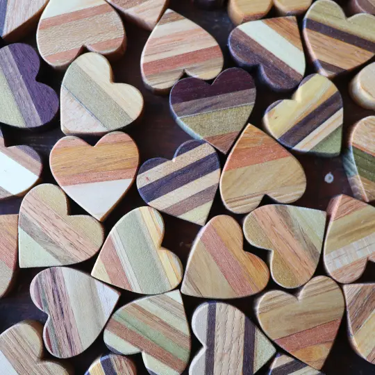 Striped Wooden Hearts