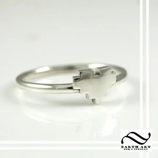 Ladies Pixel Heart Band - Sterling or Gold