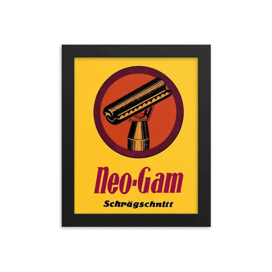 Vintage Neo-Gam Slant Razor Advert Framed Print