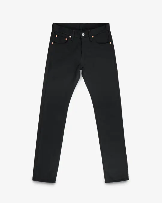 21oz Selvedge Denim Slim Tapered Cut Jeans - Superblack Non-Fade