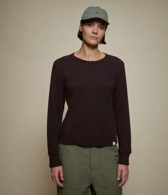 Diamond-Patterned Cotton Thermal Women's Longsleeve