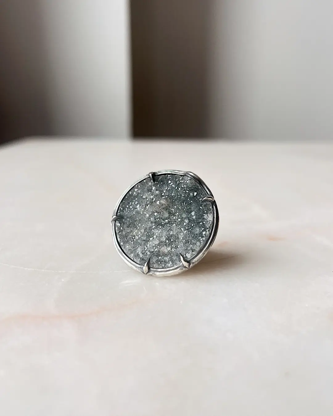 Full Moon // Silver + Druzy Quartz