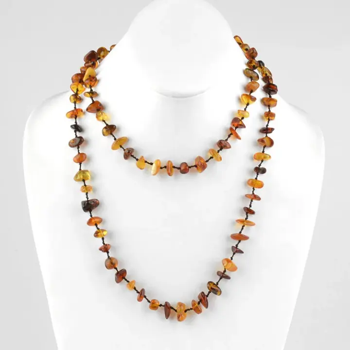 Natural Double Knotted Nuggets Amber Necklace