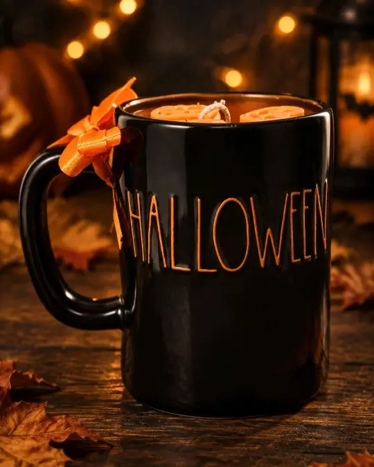 Artisan One Moon Flame Rae Dunn Happy Halloween Mug Candle Coffee Cake Creamy Vanilla 18oz
