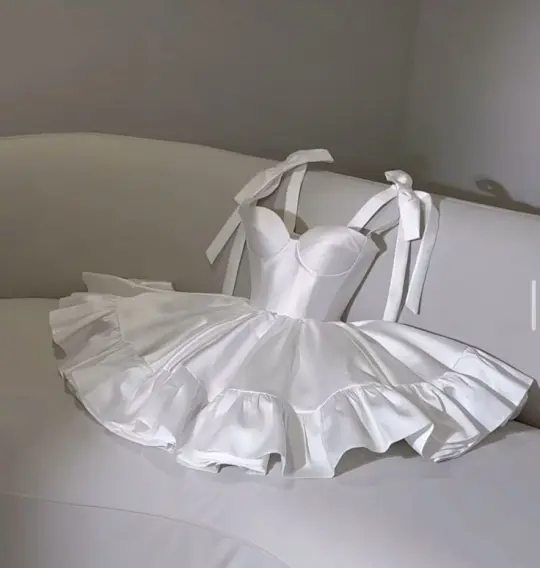 White suspender bandeau princess fluffy skirt homecoming dress R2540