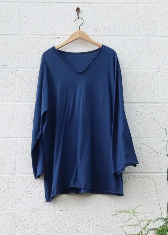 SAMPLE SALE - Ritual Kimono Tunic Kaftan / 2XS-S / Organic Cotton / Sapphire / (108)