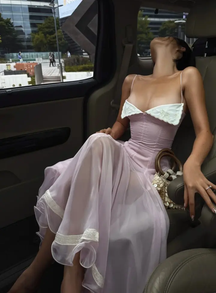 Hazy Tulle Flowy Prom Gown Lavender Women's Maxi Birthday Dress Evening Dress RS2978