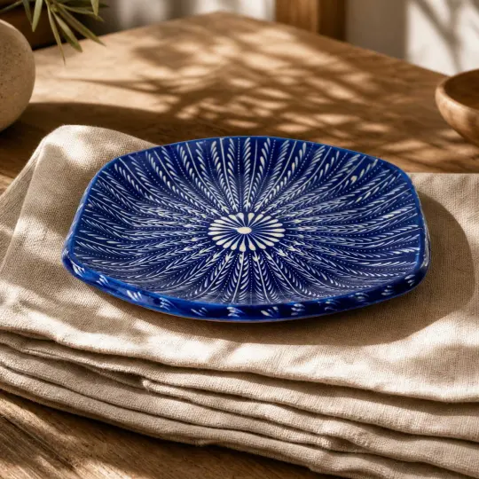 Feathered Mandala Capula Hexagonal Plate