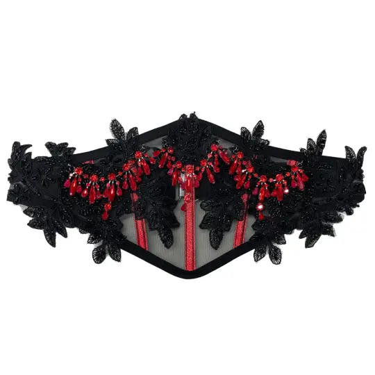 RED DROPS WIDOW CORSET BELT