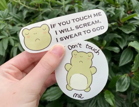 Funny touch aversion frog sticker set