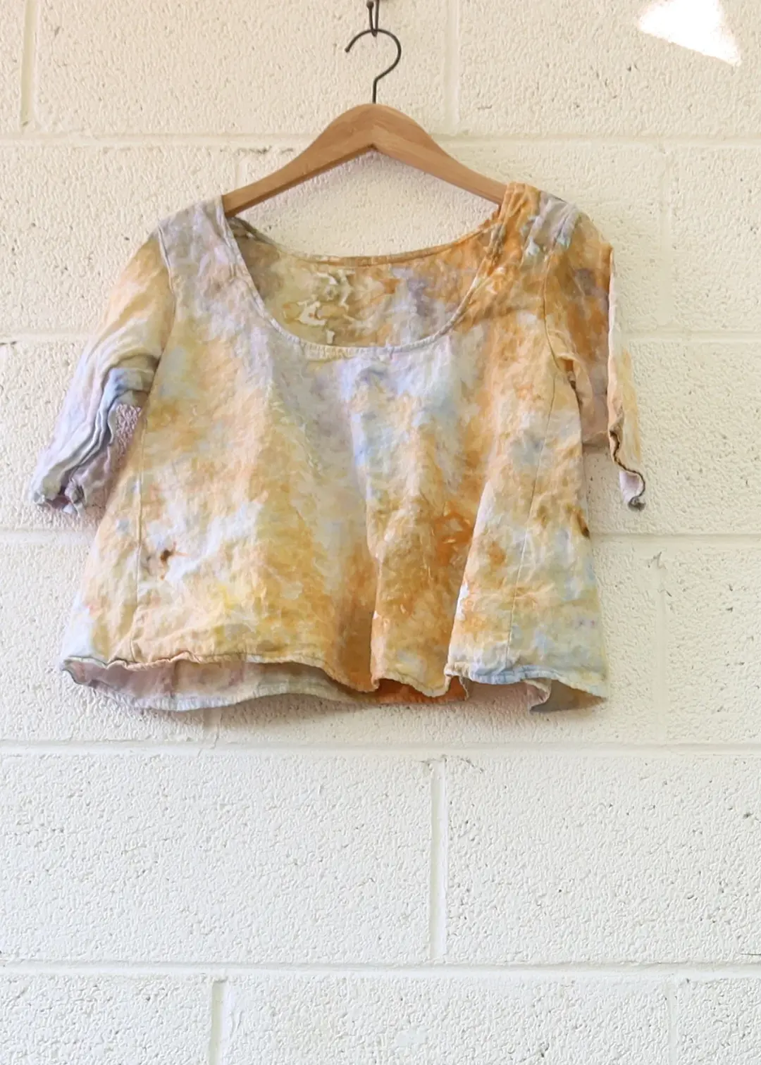 OOAK - Everyday Wanderer Cropped Shirt / 2XS / Linen / Ice Dye (415)