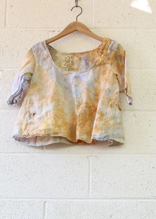 OOAK - Everyday Wanderer Cropped Shirt / 2XS / Linen / Ice Dye (415)