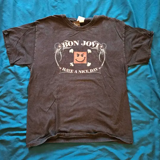 Vintage Bon Jovi 2005 tour t-shirt, "Have a nice day" graphic. Size L