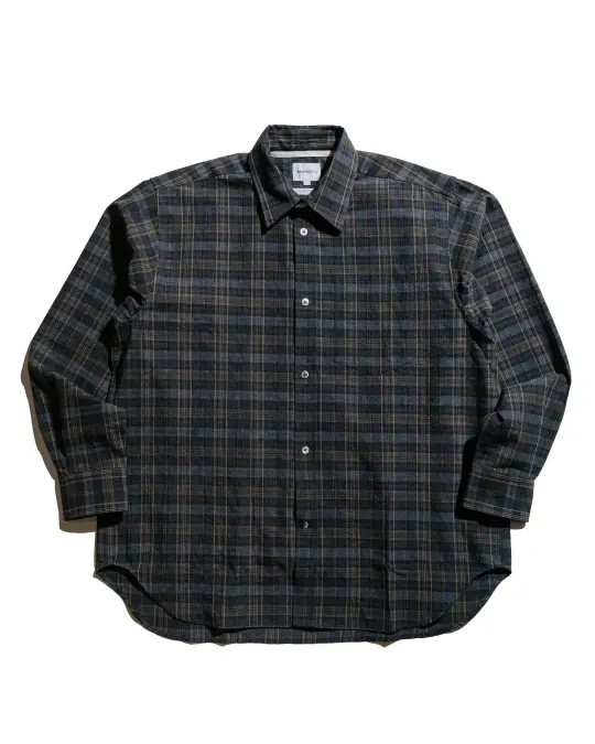 Norse Projects Ole Oversized Wool Check Shirt Charcoal Grey