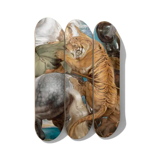 Rubens Tiger Hunt Skateboard Wall Art – Triptych