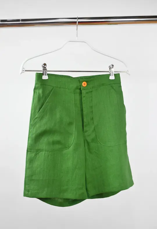 "Tutti-Frutti" Linen Shorts - Plantain Green