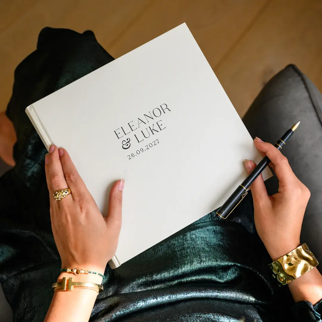 Stunning Handmade Wedding Guest Book Personalised with Elegant Font