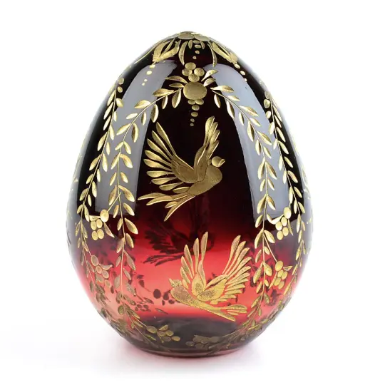 Red Floral Doves Crystal Egg