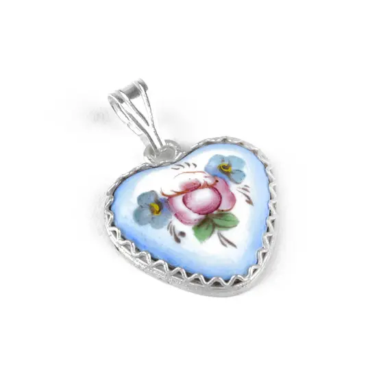 Finift Enamel Blue Heart Pendant