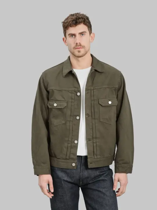 Momotaro Jeans MMGJ6004 #002 Moss Type II Denim Jacket Khaki