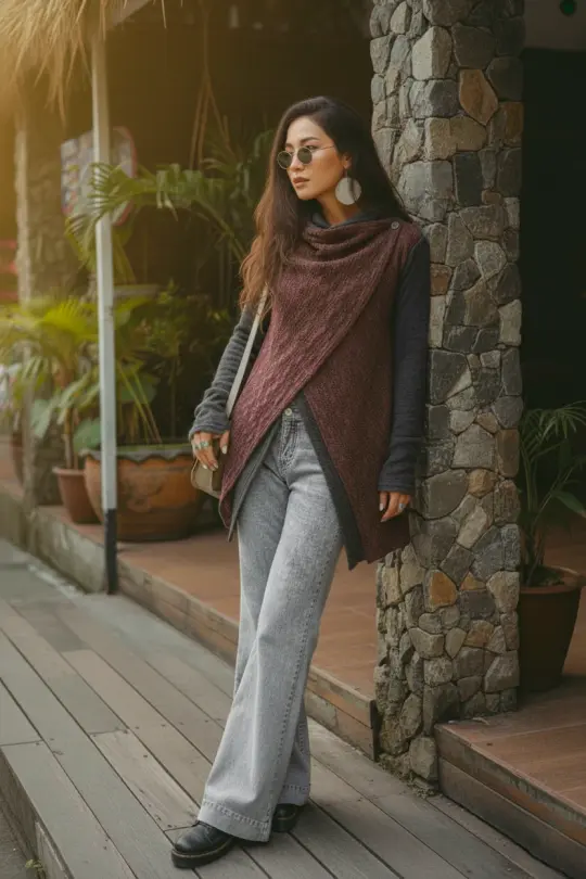 Convertible Jacket Mila Charcoal - Wine