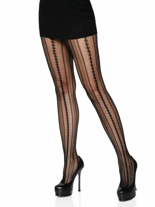 Eve Vintage Pinstripe Net Tights - Retro Fishnet Tights - Sexy Hosiery