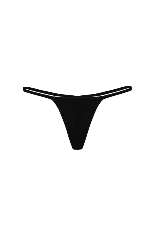 Tencel Rib Micro Thong Black