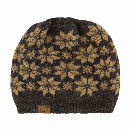 USA Made Alpaca Beanie - Slouch - Snowflake