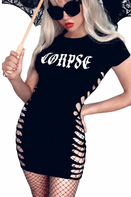 Corpse Side Slashed Tshirt Mini Dress