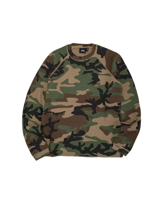 Stüssy Basic Stock Raglan Thermal Woodland Camo