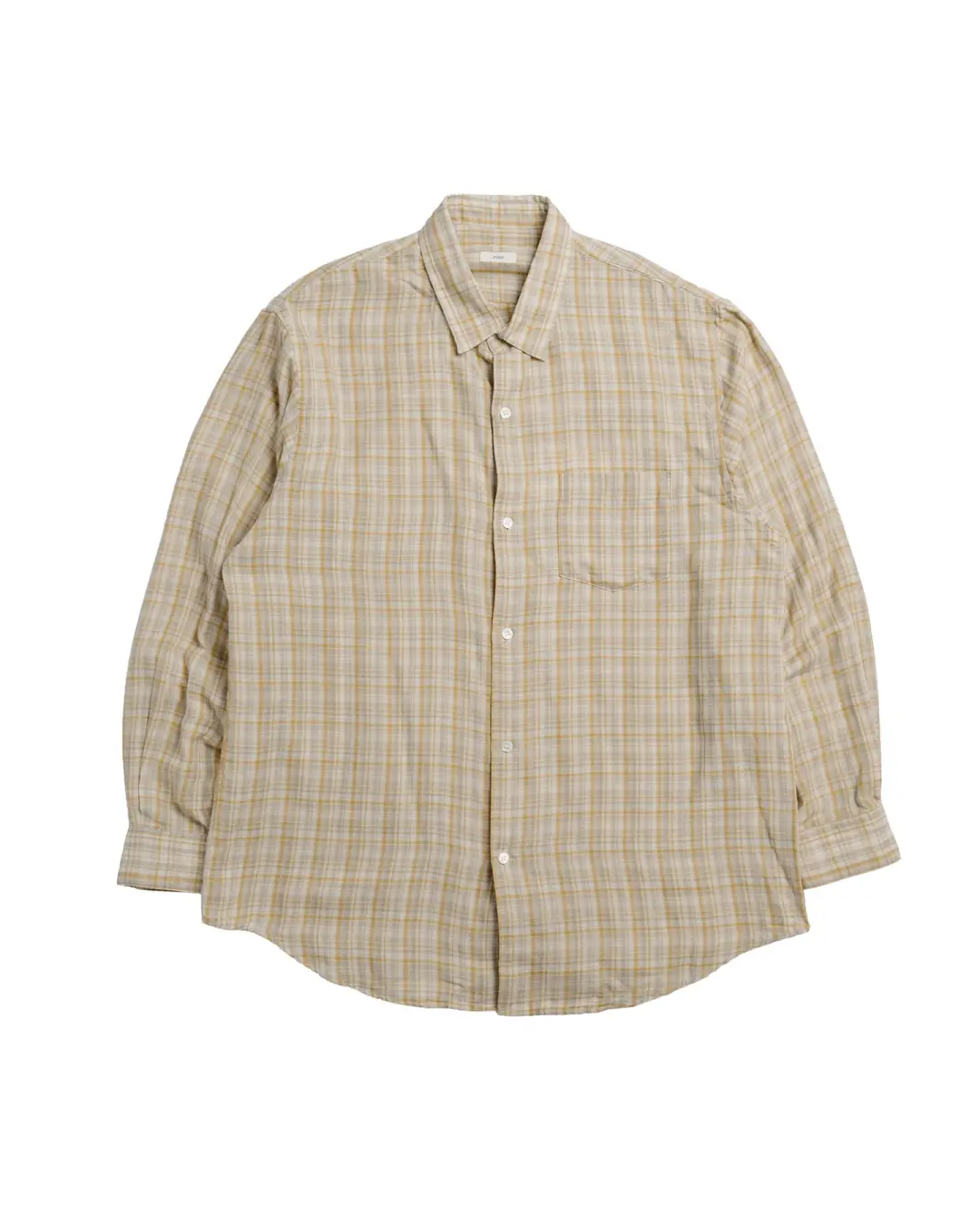 awasa Regular Collar Double Gauze Shirt Beige Check