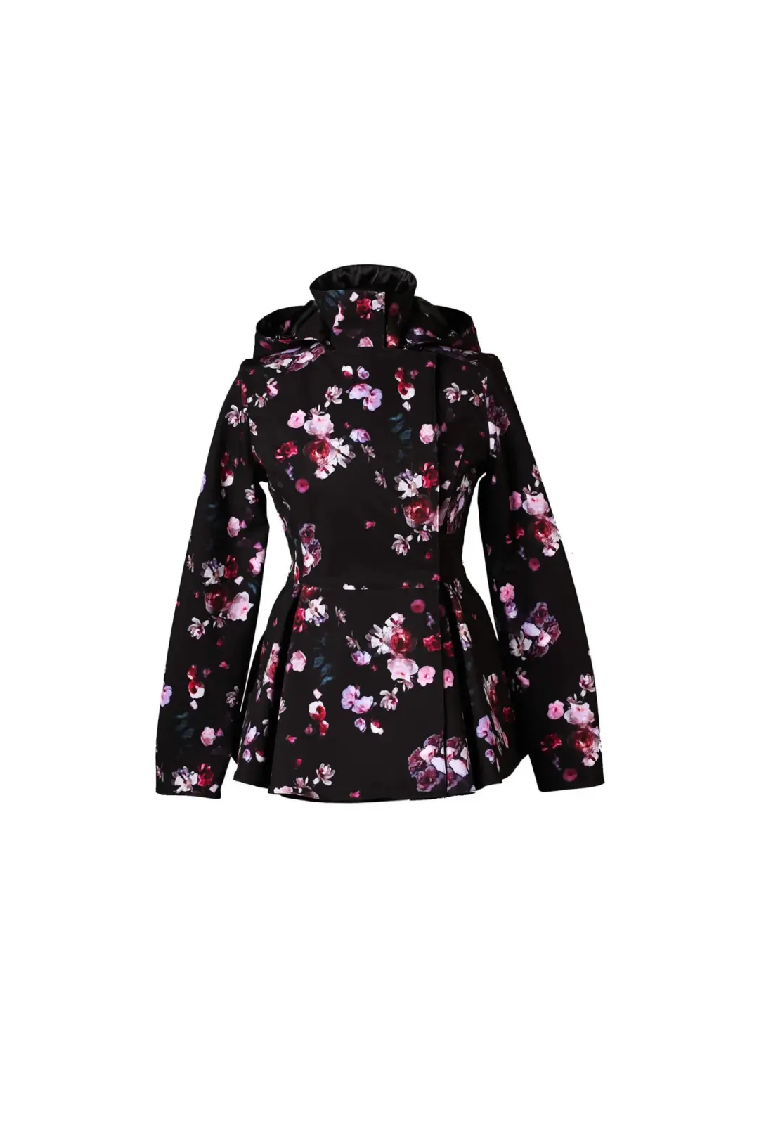 Women's Peplum Jacket with Detachable Hood | Pink Rain
