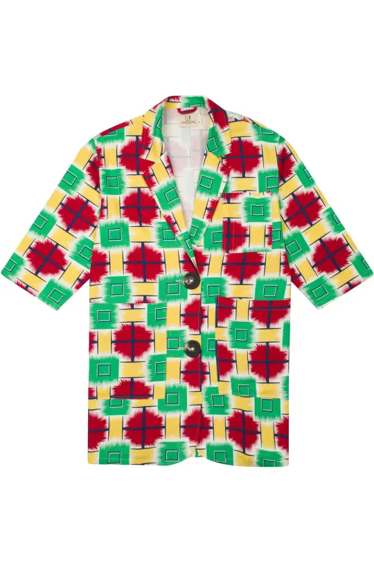 Unisex Jumbo Blazer Thick Linen Clown Plaid