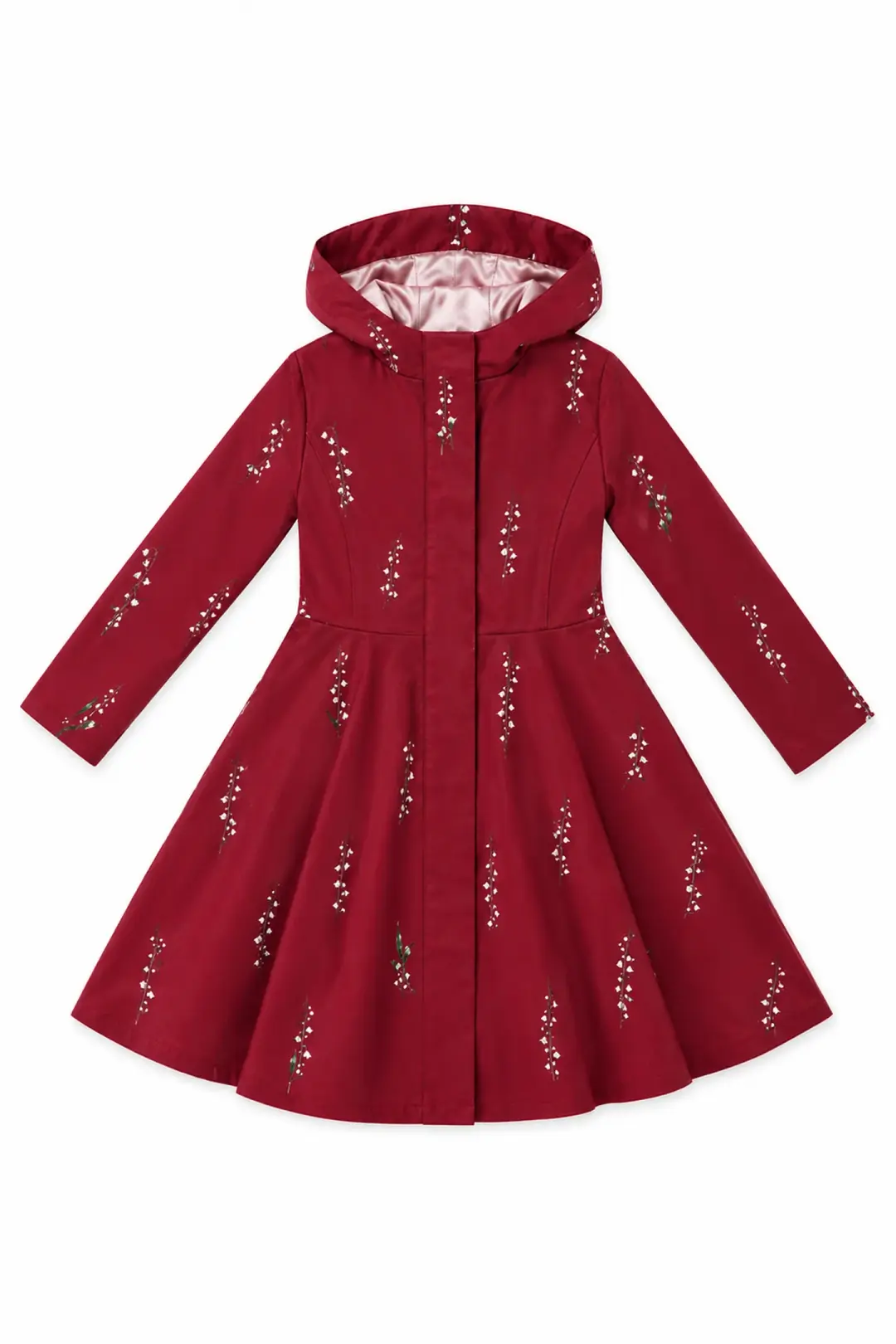 Red Coat for Girls with Flower Print | Crimson Lily