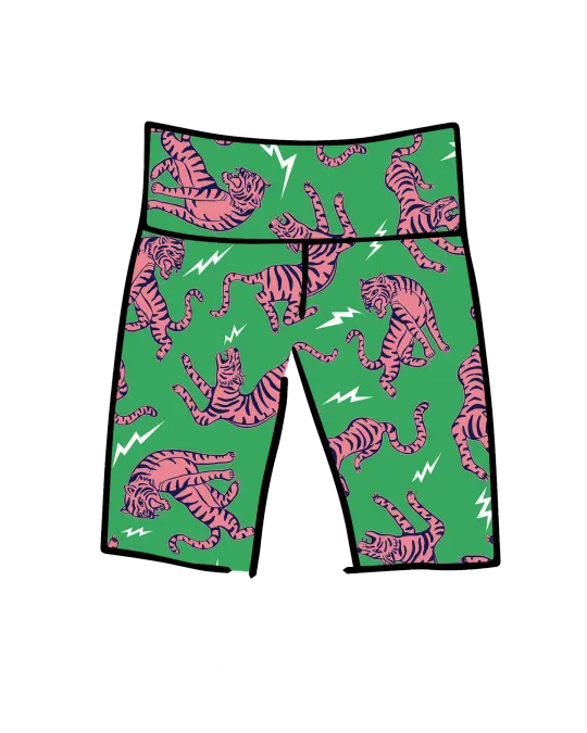 High Rise Bike Shorts Electric Tiger