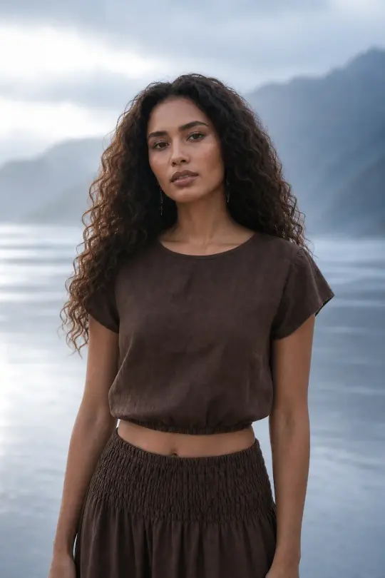 Cap Crop Top Sina Brown