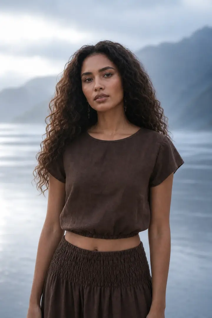 Cap Crop Top Sina Brown
