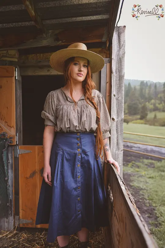 Lacey Jean Cotton Skirt in Sheriff- 3XL